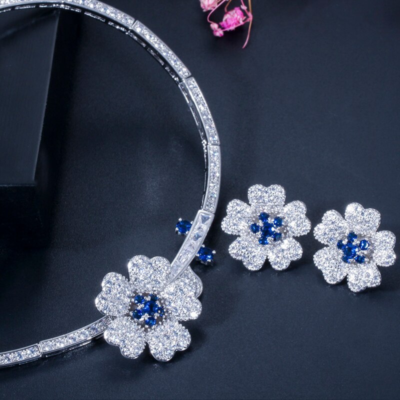 ThreeGraces-High-Quality-Bridal-Wedding-Jewelry-White-Hot-Pink-Cubic-Zirconia-Flower-Necklace-Earrin-4001226549331-16