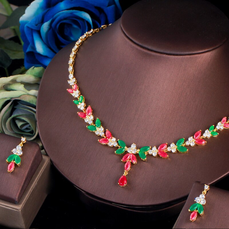 ThreeGraces-Luxurious-Red-Green-CZ-African-Gold-Color-Leaf-Drop-Necklace-Earrings-Wedding-Jewelry-Se-1005001418064689-5