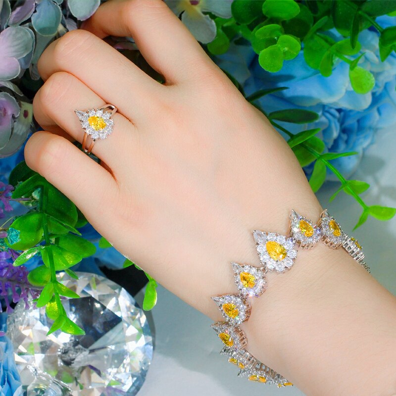 ThreeGraces-Luxury-Yellow-Water-Drop-Crystal-Wedding-Brides-4pcs-Jewelry-Cubic-Zircon-Bracelets-Earr-4001139561794-7
