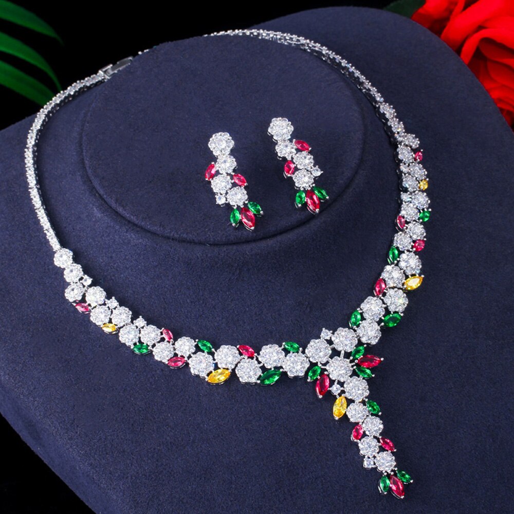 ThreeGraces-Shiny-Multicolor-Flower-Cubic-Zirconia-Long-Wedding-Bridal-Necklace-Earrings-Costume-Jew-4000511721351-5