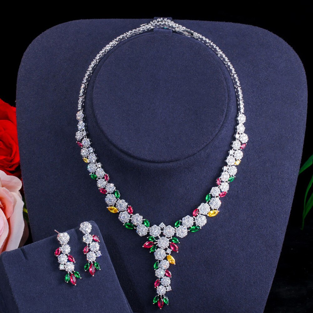 ThreeGraces-Shiny-Multicolor-Flower-Cubic-Zirconia-Long-Wedding-Bridal-Necklace-Earrings-Costume-Jew-4000511721351-6