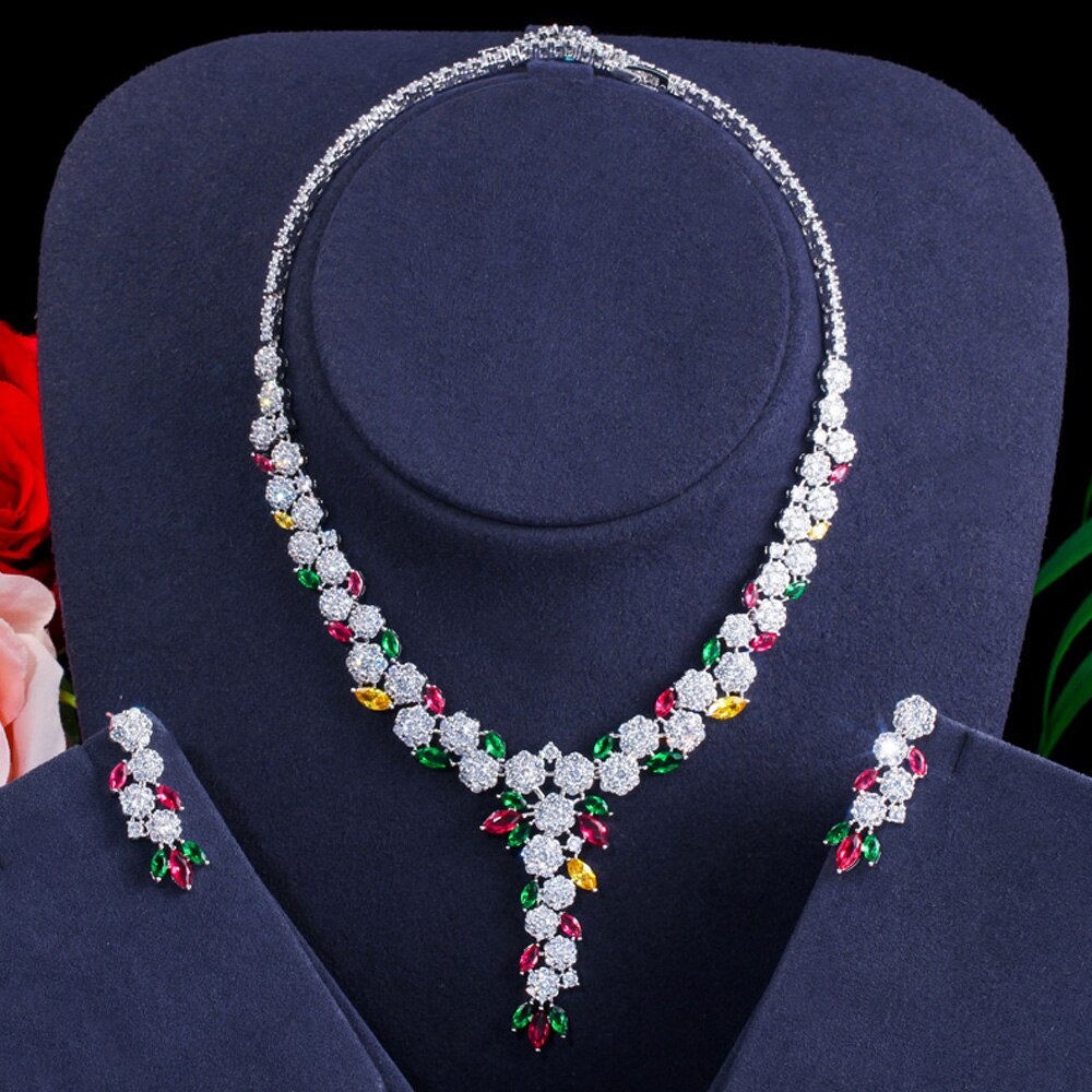 ThreeGraces-Shiny-Multicolor-Flower-Cubic-Zirconia-Long-Wedding-Bridal-Necklace-Earrings-Costume-Jew-4000511721351-7