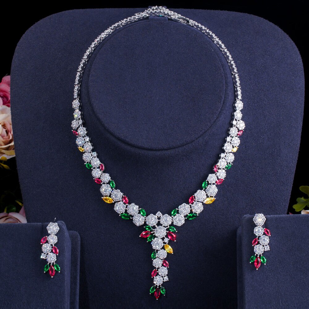 ThreeGraces-Shiny-Multicolor-Flower-Cubic-Zirconia-Long-Wedding-Bridal-Necklace-Earrings-Costume-Jew-4000511721351-8