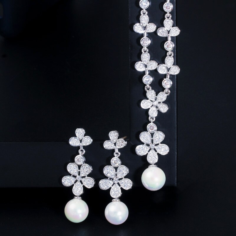 ThreeGraces-Sparkling-White-Cubic-Zirconia-Leaf-Shape-Long-Drop-Pearl-Earrings-Necklace-for-Bridal-W-4000263620642-6