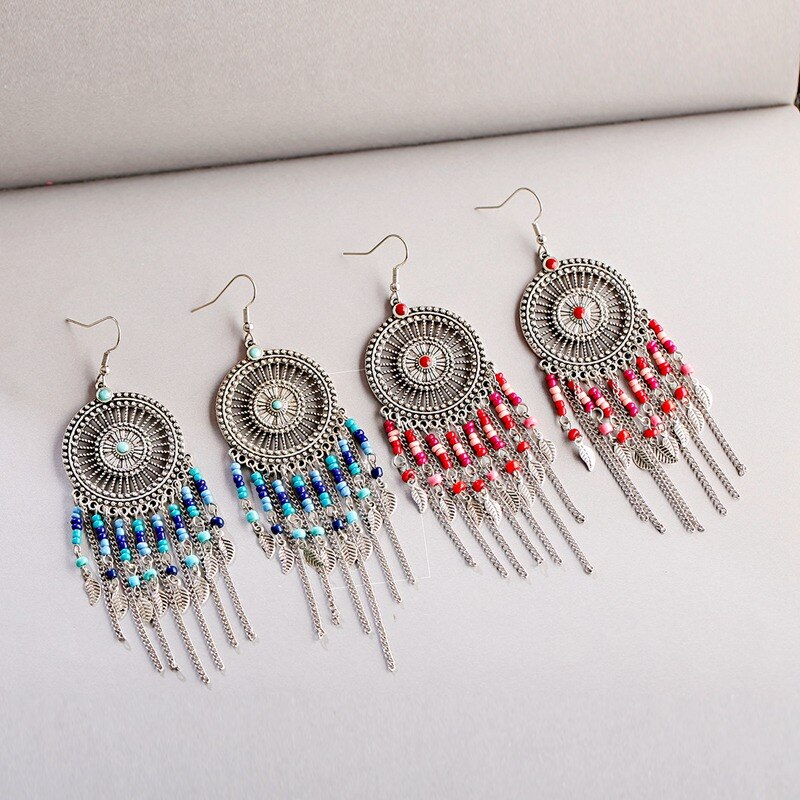 Vintage-Ethnic-Dream-Catch-Long-Earrings-For-Women-Boho-Jewelry-Ladies-Beads-Chain-Tassel-Jhumka-Ear-4000234953438-5