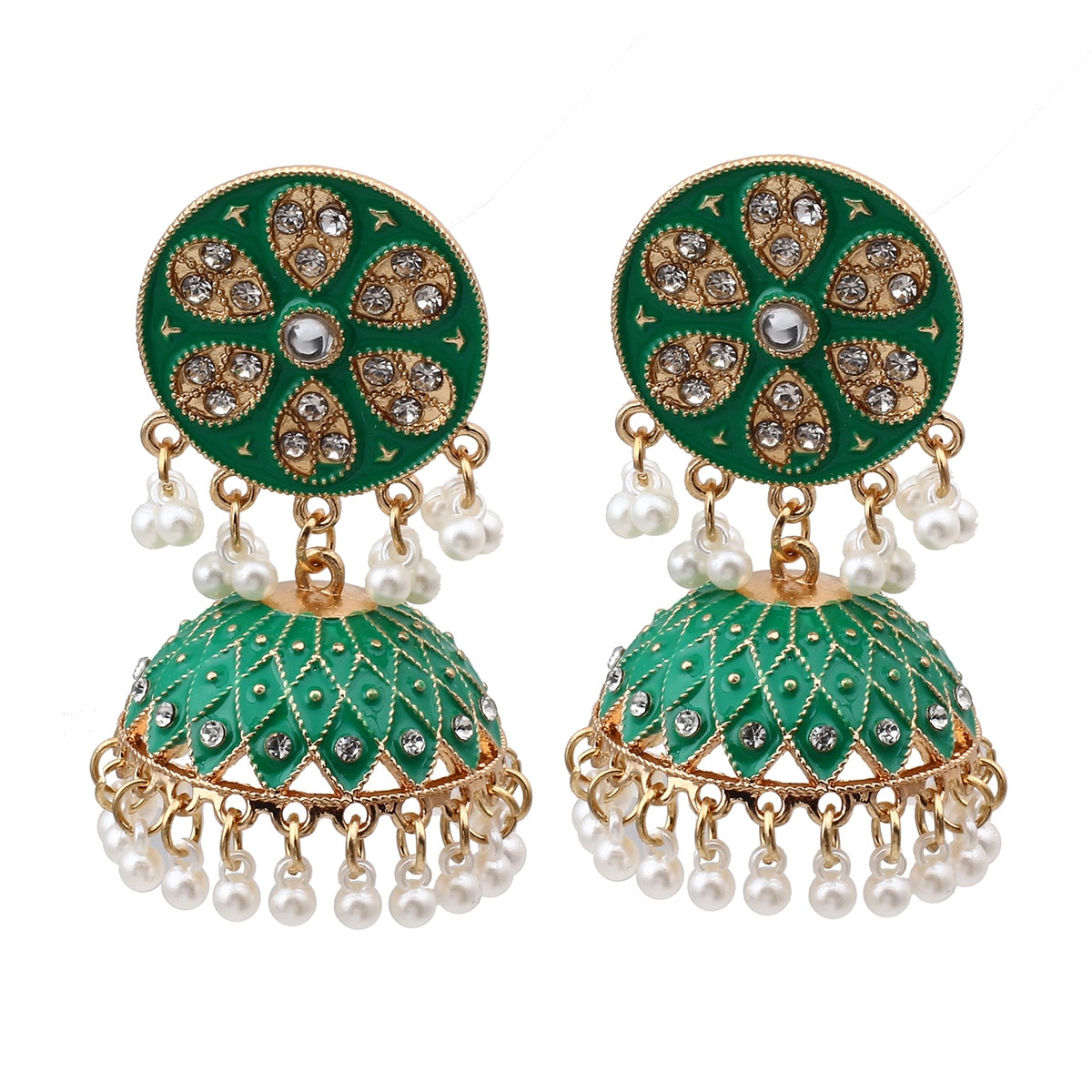 Vintage-Luxury-Green-Dangle-Earrings-for-Women-Pearl-Tassel-White-Crystal-Ethnic-Flower-Earrings-Wed-1005004860986192-2
