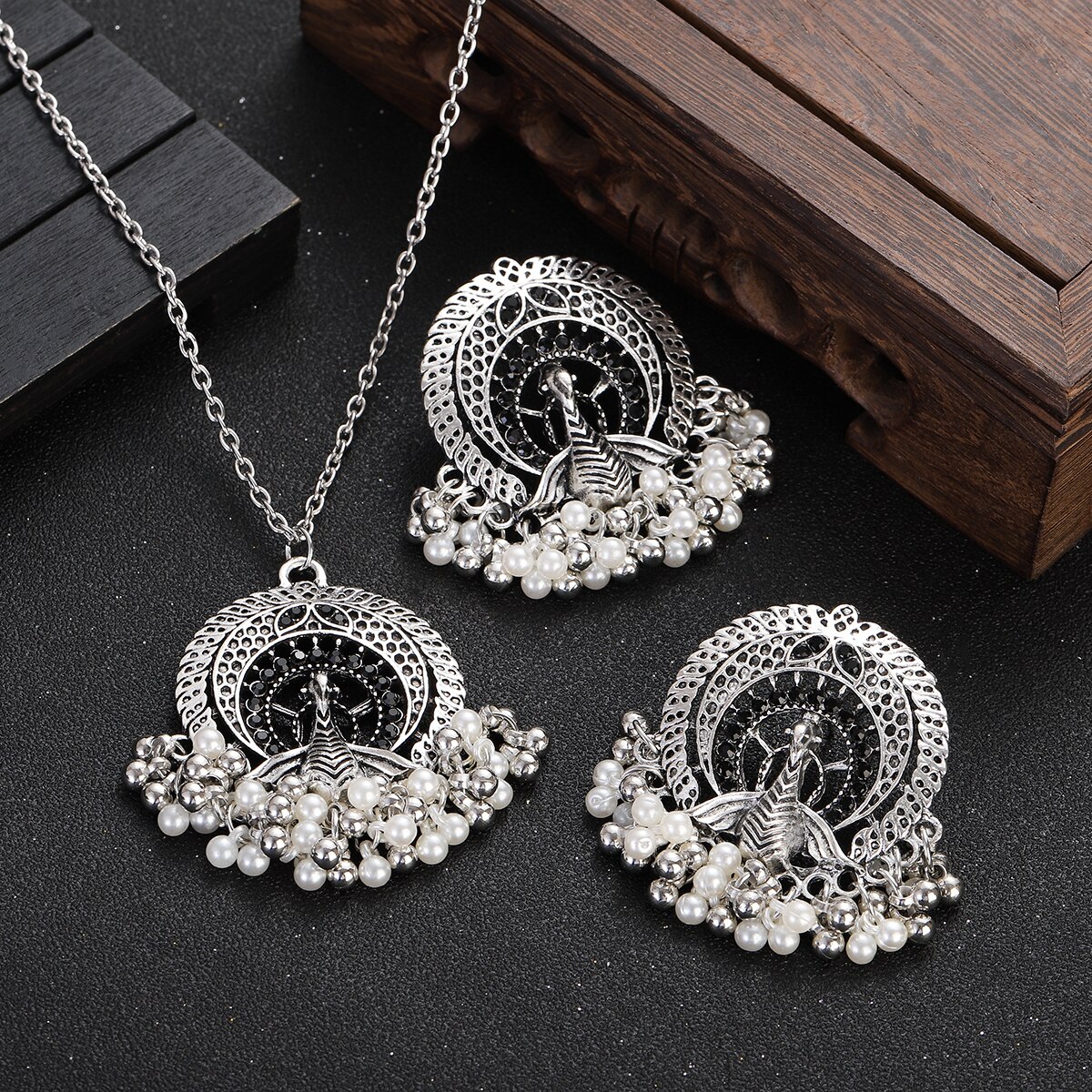 Vintage-Silver-Color-Jewelry-Sets-for-Women-Accessories-Ethnic-Geometric-Peacock-Crystal-Pendant-Nec-1005004941302824-2