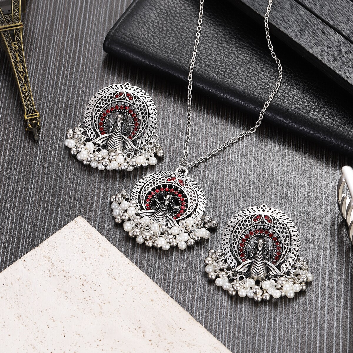 Vintage-Silver-Color-Jewelry-Sets-for-Women-Accessories-Ethnic-Geometric-Peacock-Crystal-Pendant-Nec-1005004941302824-7