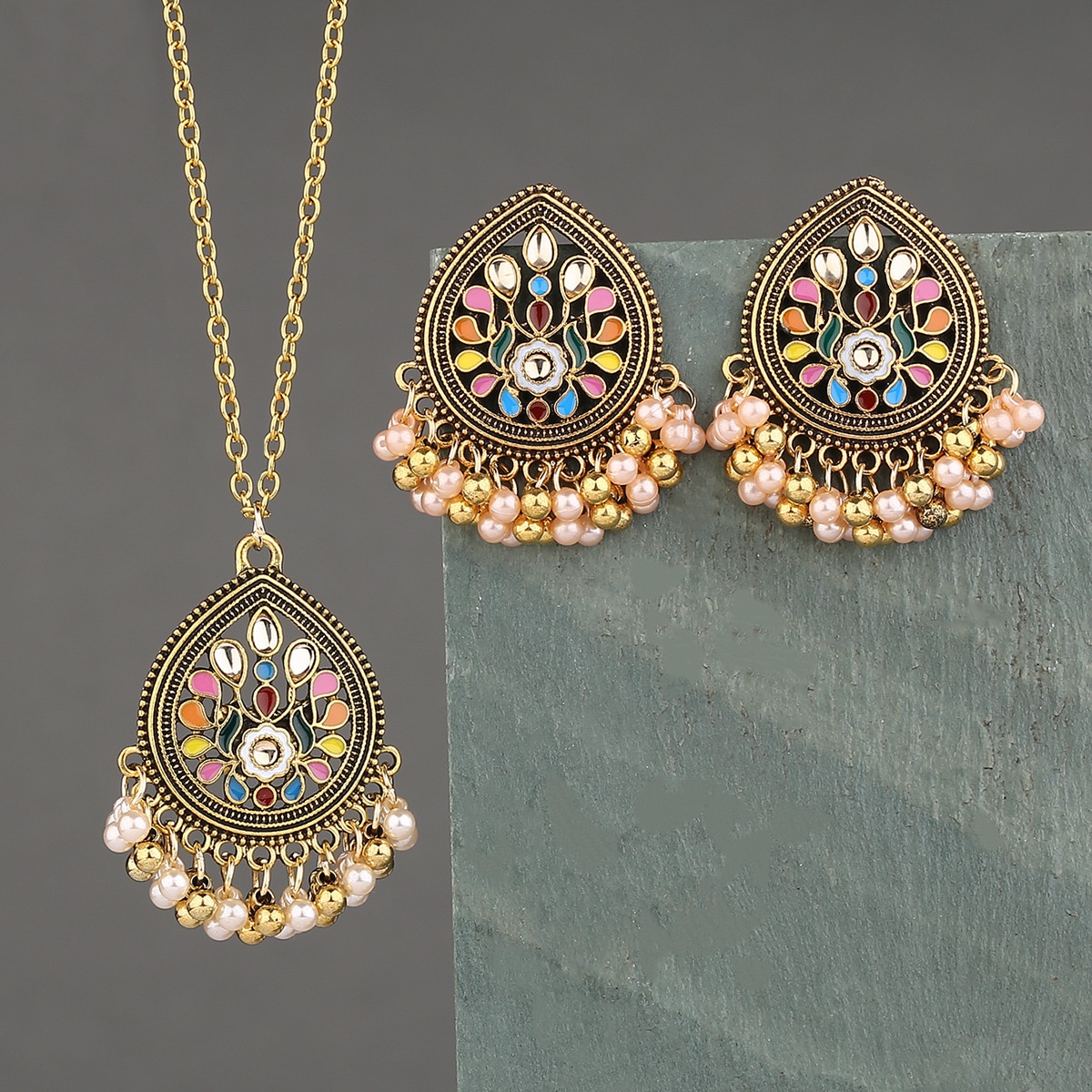 Women39s-Water-Drop-Indian-Jewelry-Set-Gold-Color-EarringNecklace-Set-Bijoux-Pearl-Beads-Wedding-Jew-1005004540815401-3
